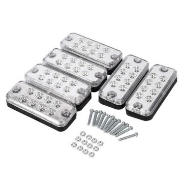 Fuleem 6PCS 4inch White 8 LED Side Marker Light Lamp Truck Trailer Lorry Caravan Sealed Waterproof 12V