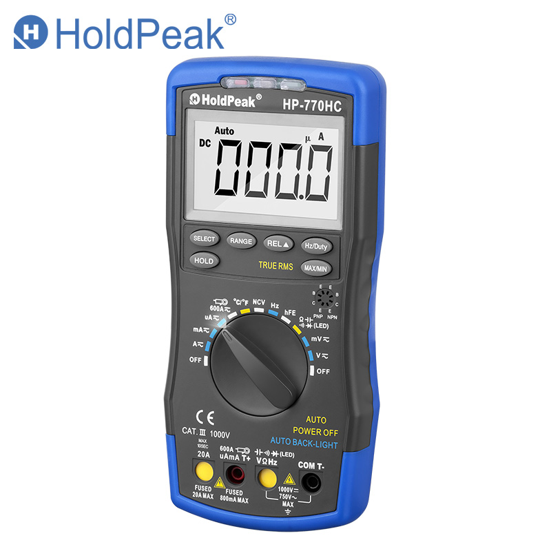 Multimetro HoldPeak HP-770HC True RMS Auto Ranging Digital Multimeter with NCV Feature and Temperature/Frequency/Duty Cycle Test