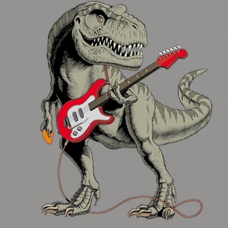 Cartoon Guitar Dinosaur Animal Iron On Patches For DIY Heat Transfer Clothes T-Shirt Thermal Stickers Decoration Printing