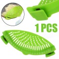 1pcs Green Silicone Pot Pan Bowl Funnel Strainer Kitchen Rice Washing Colander Kitchen Accessories Cooking Tools