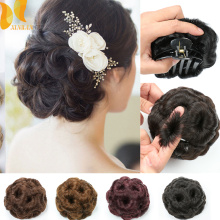 XINRAN Curly Chignon Hair Bun Donut Clip In Hairpiece Nine flowers Hair Women Synthetic High Temperature Fiber Chignon Extension