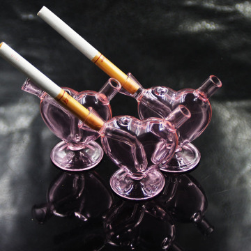 New Design Pink Glass Smart MINI Bubblers Heart Cigarette Filter Tips Cigarette Water Pipe Smoking Glass Filter Tips