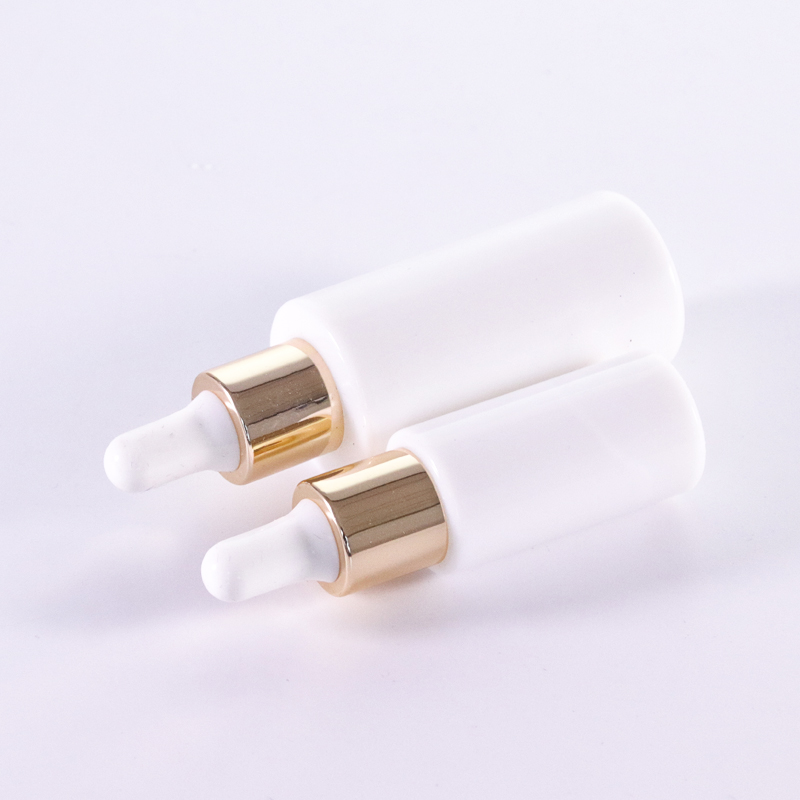Cylinder White Glass Serum Bottle With Golden Dropper2 Jpg