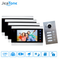 4 Apartments 7" Multi Apartment Video Door Phone System Video Intercom Doorbell System 1200 TVL Camera Touch Key for 4 Families