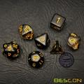 Bescon Crystal Black 7-pc Poly Dice Set, Bescon Polyhedral RPG Dice Set Crystal Black