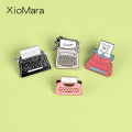 Typewriter Fax Machine Enamel Pin Office Supplies Portable Write Message Brooches Lapel Pins Badges Cartoon pins Women Men Gifts