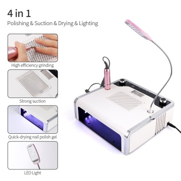 108W 4 IN 1 Pro Nail Manicure Polishing&Suction&Drying&Lighting Nail Drill Nail Dust Collector with Dryer Lamp and Light