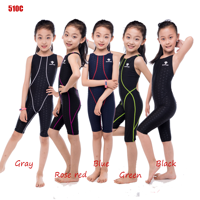 HXBY Kids Professional Swimsuit Girls Racing Swimwear One Piece Athletic Training Swimsuit Children Sports Swimming Suit Girl