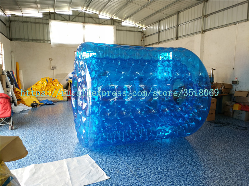 Interesting blue PVC water inflatable roller ball, water park play equipment, can be used for business.