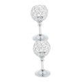 2Pcs Silver 16.5cm Crystal Metal Candle Holder Candlestick Wedding Holidays Christmas Events Tabletop Decor Ornament