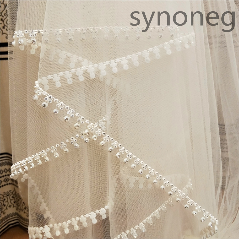 4 meters Metal Comb White Champagne Ivory Wedding Accessory Cathedral Crystal Edge Wedding Veil Custom Made Length Bridal Veil