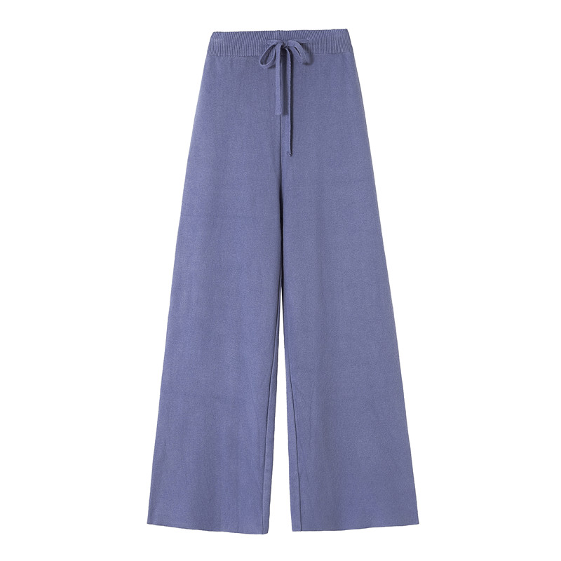 Korean Trousers 2020 New Fashion Women High Waist Loose Knitted Pant Female Casual Straight Pants