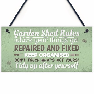 Meijiafei Garden Shed Rules Novelty Hanging Plaque Garden SummerHouse Friendship Grandad Dad Women Sign From Him 10