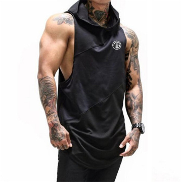 Gyms Fitness Clothing Mens Tank Top with hooded Bodybuilding Stringers Tank Tops Men Sporting Singlet Workout Sleeveless Shirt