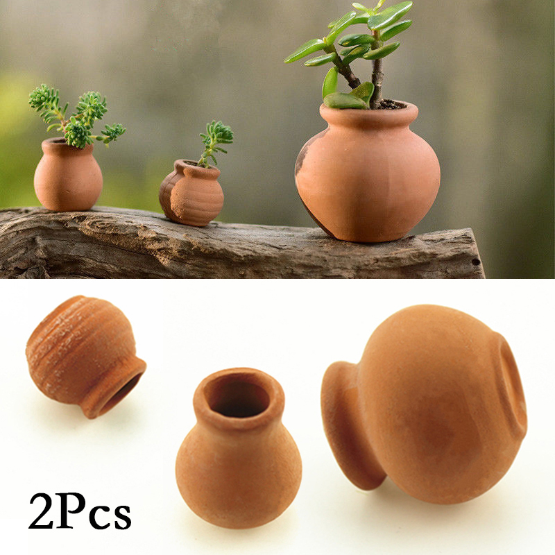 2Pcs/set Small Mini Terracotta Flower Pots Clay Ceramic Pottery Planter Cactus Flower Pots Succulent Nursery Pots Wedding Decors