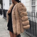 Elegant Faux Fur Coat For Women 2021 Winter Thick Warm Fluffy Fake Fur Jacket Outerwear Pink White Plush Coat Party Overcoat