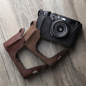 AYdgcam Brand Handmade Genuine Leather Camera case For Fujifilm X100F X100-F Camera Bag Half Cover Vintage Case