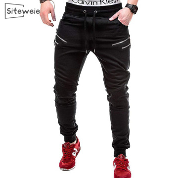 SITEWEIE Fashion Men Sweatpants Hip Hop Streetwear Joggers Outdoor Runing Sport Pants Casual Solid Zip Up Long Sportpant L408