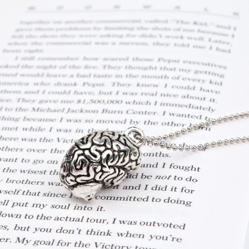 DoreenBeads New Fashion Necklace Ball Chain Silver Color Cerebrum /Brain Human Body Pendant 70.0cm(27 4/8