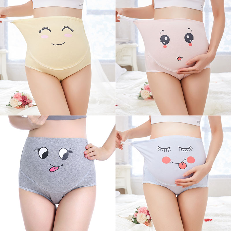 4pc Maternity Panties Cotton Briefs Pregnancy Underwear For Pregnant Women UnderPants Cartoon Seamless Maternal Intimates