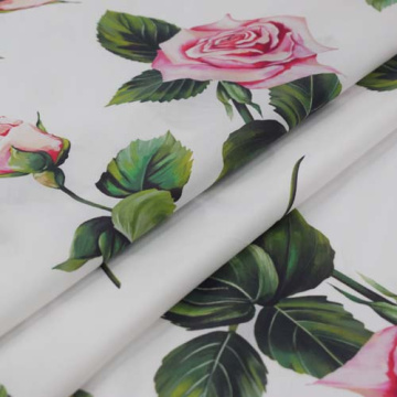 Pink rose digital painting pure cotton fabric for dress tissus au metre tissu coton фатин telas tecido ткани ткань хлопок tela