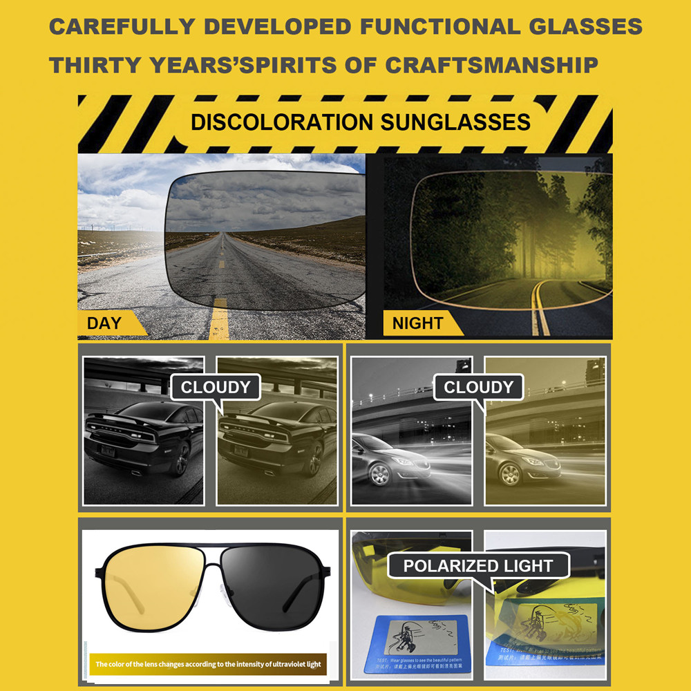 FENCHI Men Night Vision Glasses Polarized Yellow Anti-Glare Lens Sunglasses Driving Night Vision Goggles For Car Vision Nocturna