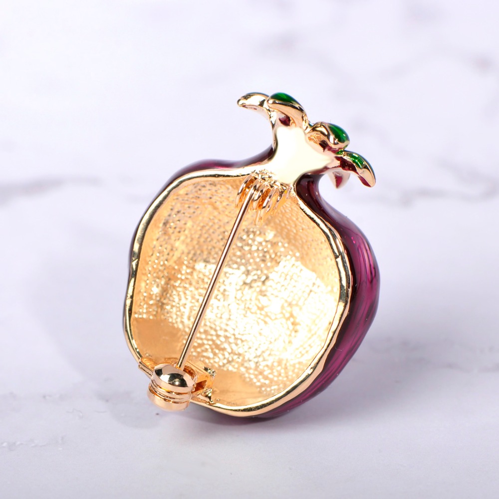 Blucome Lovely Purple Enamel Brooch Fruit Pomegranate Pins For Girls Women Party Clothing Sweater Suit Coat Scarf Jewelry Gifts