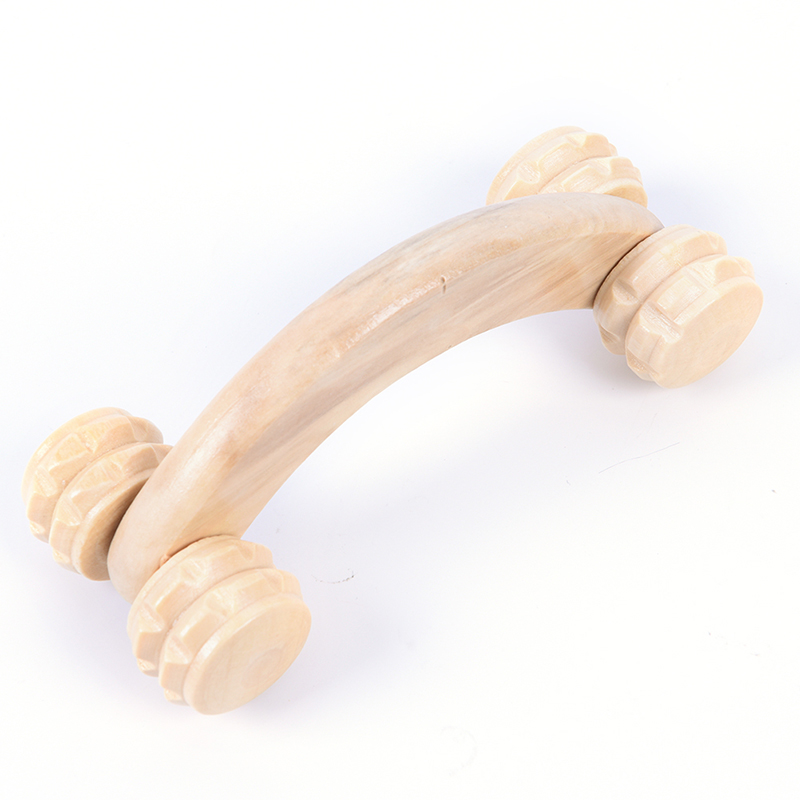 1pc Solid Wood Four Wheels Car Roller Massage Full-body Wooden Handheld Body Roller Massager Body Health Care