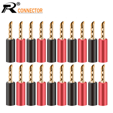 20pcs 4mm Audio Speaker Screw Banana Plugs Connector Red Black Screw Type Speaker Cable Wire Pin Banana Plug Connectors