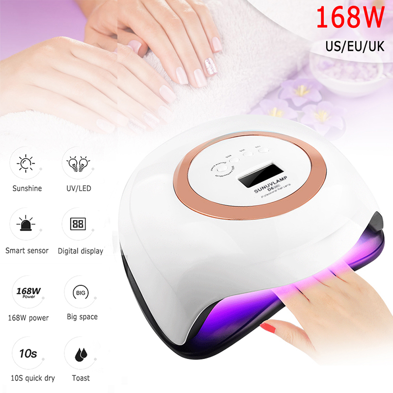 168W Nail Lamp Quick-drying Uv Lamp Professional Gel Lamp Portable LED Nail Light Induction Nail Dryer Nail Polish Baking Lamp