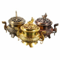 Alloy Incense Burner Double Dragon Style Hollow Cap Censer Cone Holder Decor Vintage Color Stylish Design Teahouse Ornament