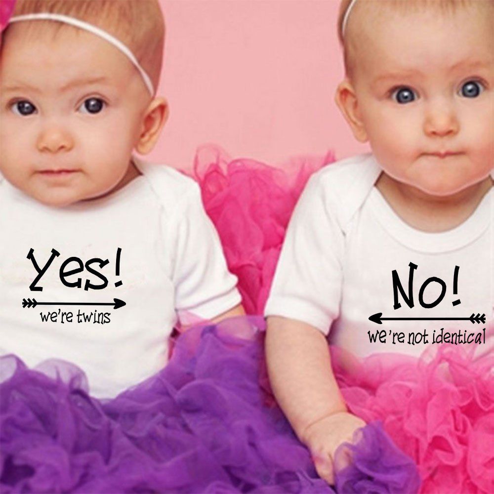 Set of 2 Matching Baby Bodysuits Twins Baby Clothing Baby Body Twins YES! We're Twins NO! We're Not Identical 0-24M