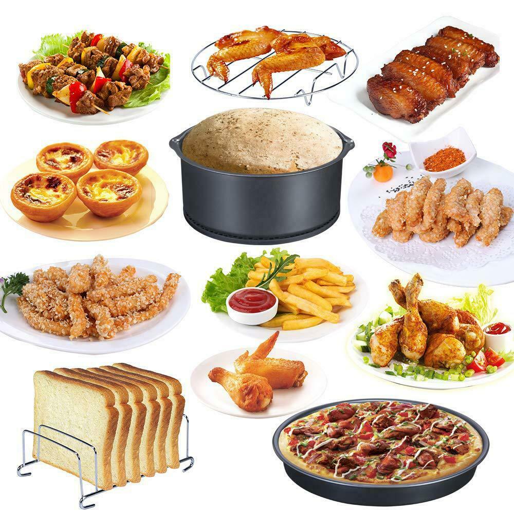 20PCS/set 8 Inch Air Fryer Accessories Rack Cake Pizza Oven Barbecue Frying Pan Tray Baking Grill Pot Kitchen Cooking Tool