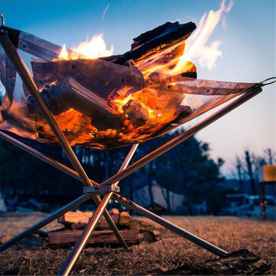 VOGVIGO Portable Outdoor Fire Pit : Collapsing Steel Mesh FirePlace - Perfect for Camping, Backyard and Garden