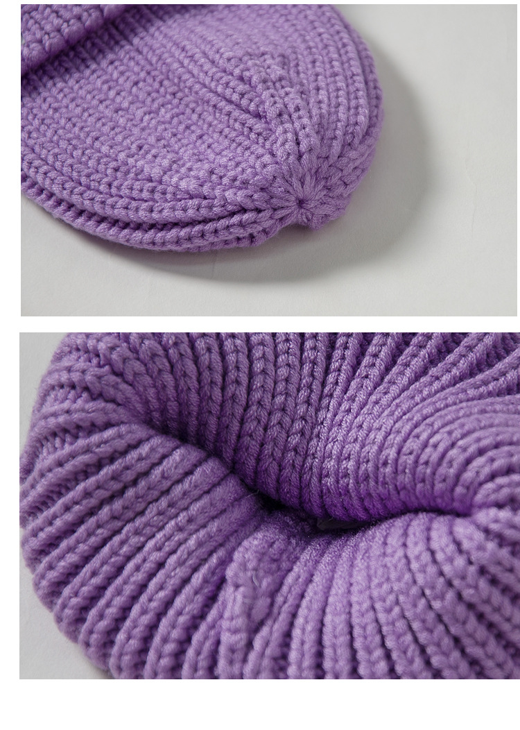12Color Casual Beanies for Men Women Child Knitted Winter Hat Solid Fashion Skullies Unisex Caps Girls Parent-child Purple Hats