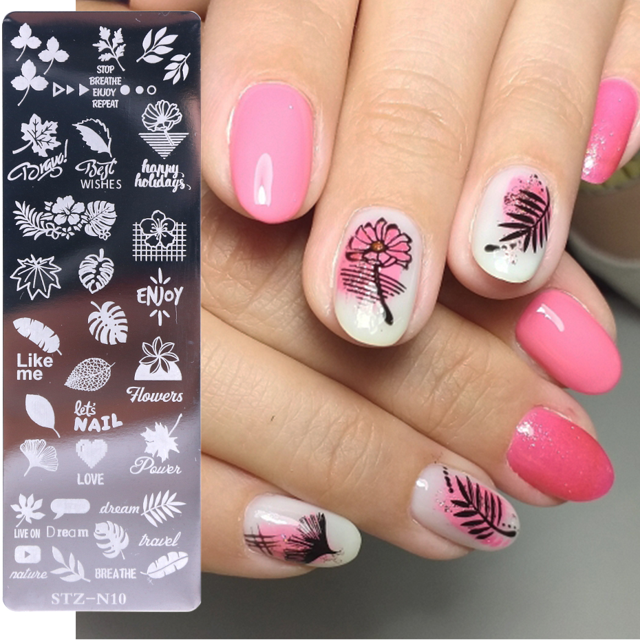 Spring Leaf Image Nail Art Stamping Plates Transfer Polish Print For Nail Stencil Mold Stamping Plates Manicure GLSTZN01-12-1