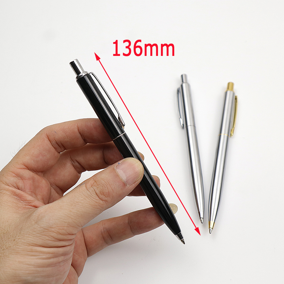 1PCS high Quality Metal Ballpoint Pen Silver Gold and Black Ball Pen 0.7mm Black Ink Student Supplies Business Writing Gift Pen