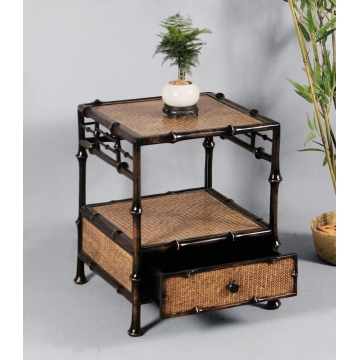 Ming Style Handmade Lacquered 2-tier Bamboo Cabinet