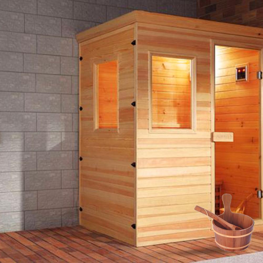 Sauna Wooden Bucket 4L Combined Set Portable Sauna Room Accessory Tools Beneficial Skin Weight Loss Pail