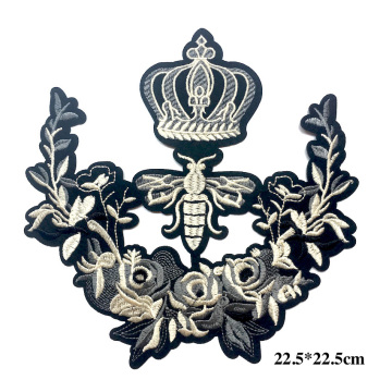 Wholesale 1Piece Fashion Cool Bee Crown Flower Iron on Patches for Clothes Patch Applique Badge Clothes Patch LSHB629