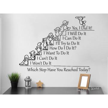 Which Step Have You Reached Today Motivation Quote Wall Decal Team Building Quotes School Class Rooms Wall Stickers Office G832