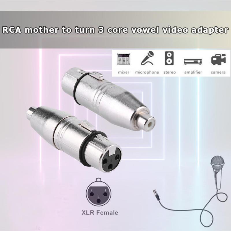 ALLOYSEED 3-Pin XLR Female to RCA Female Jack Audio Cable Converter Microphone Mic AV Video Adapter Connector For TV Speakers