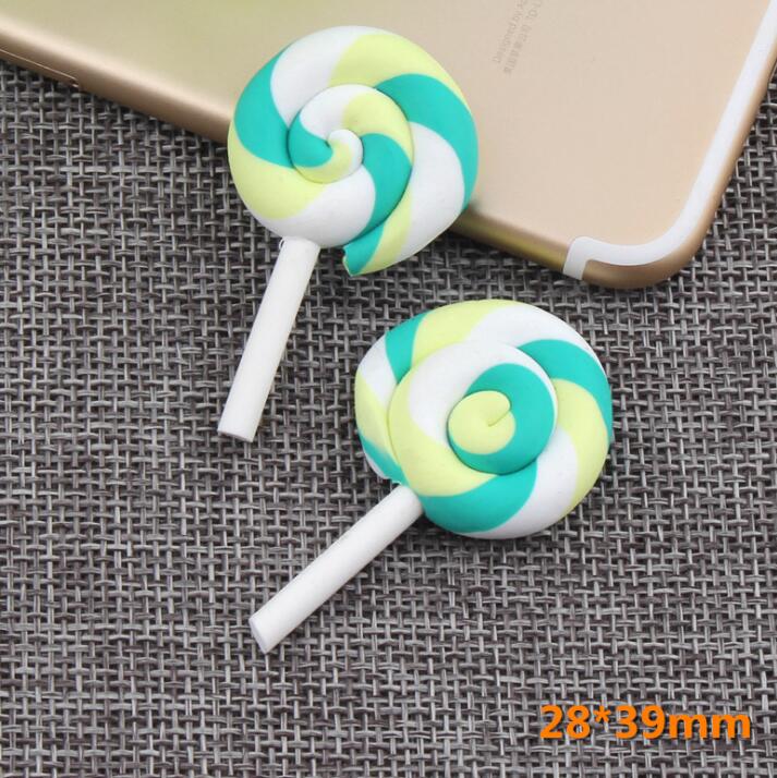 10 pcs/lot Beauty Kawaii Rainbow Lollipop Candy Polymer Clay Cabochons Flatback For DIY Jewelry Decoration