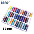 Sewing Thread 39PCS Mixed Colors 100% Polyester Yarn Roll Machine Hand Embroidery 20Yard Each Spool For Home Sew Kit
