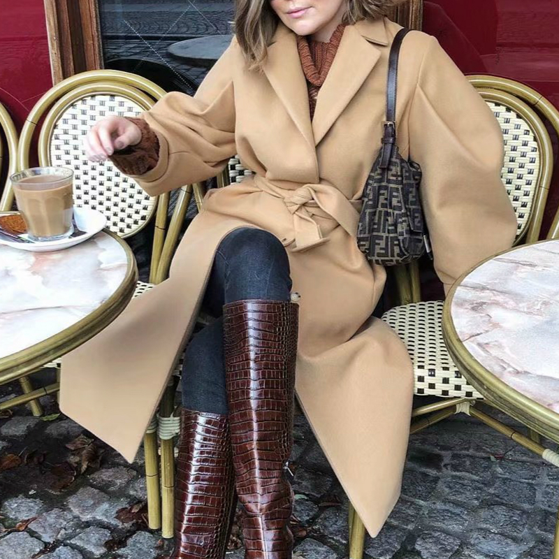 Autumn Winter new Women's Trench Coat Belted Long Warm Wool Jackets Fashion Ladies Oversize High Quality Outerwear 2020