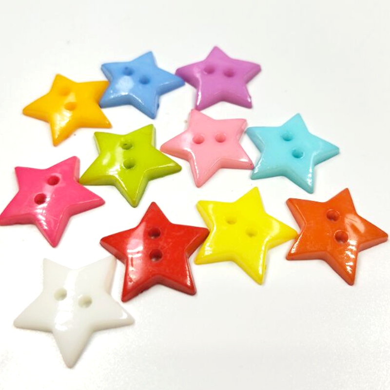 HL 19MM 50/100pcs Mix Color Star Flatback Plastic Buttons DIY Scrapbooking Children's Garment Sewing Accessories