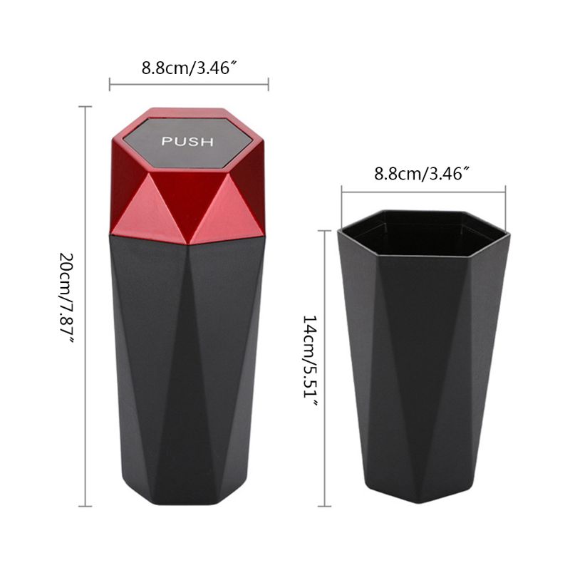 Car Rubbish Bin Eco-friendly Plastic Auto Trash Can Garbage Storage Holder with Lid Diamond Design for Truck Office Home