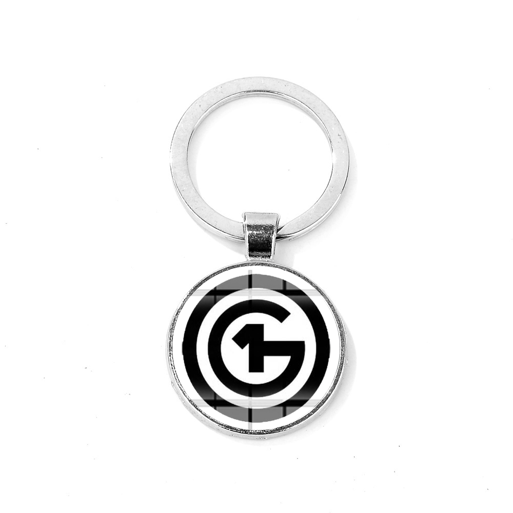 Fashion O1G Keychain Minimalism Hungary Badge Printed Glass Dome Pendant Key Ring Chain Alloy Porte Clef Souvenirs Gifts
