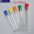 50pcs/lot 12*75mm High transparency plastic test tube with plug hard plastic tube polystyrene test tube