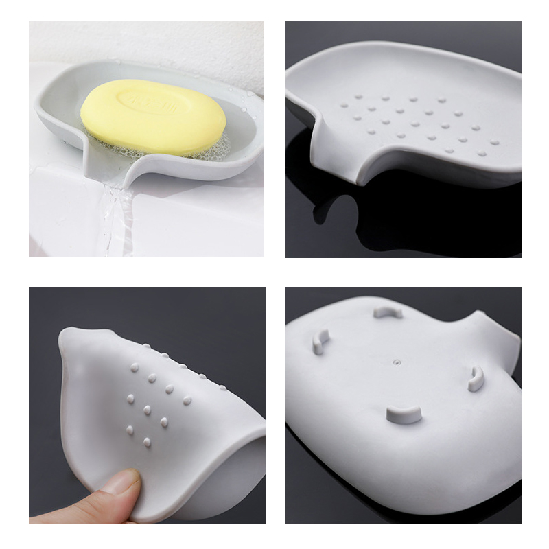 Hot Multifunctional Soft Silicon Non-Slip Soap Dishe Household Simple Soap Box Bathroom Soap Kitchen Pot Brush Drain Storage Box